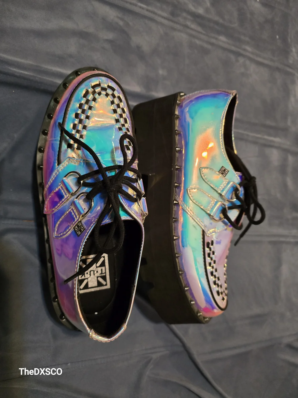 T.U.K Iridescent Holographic Purple-Blue Platform Creepers